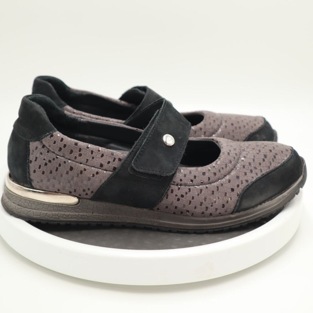 Vital Austrian Womens EU 40 US 9 Mary Jane Shoes Black Gray Leather 53006